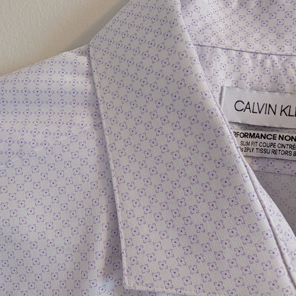 Calvin Klein Men's Light Purple Micro-Pattern Dress Shirt